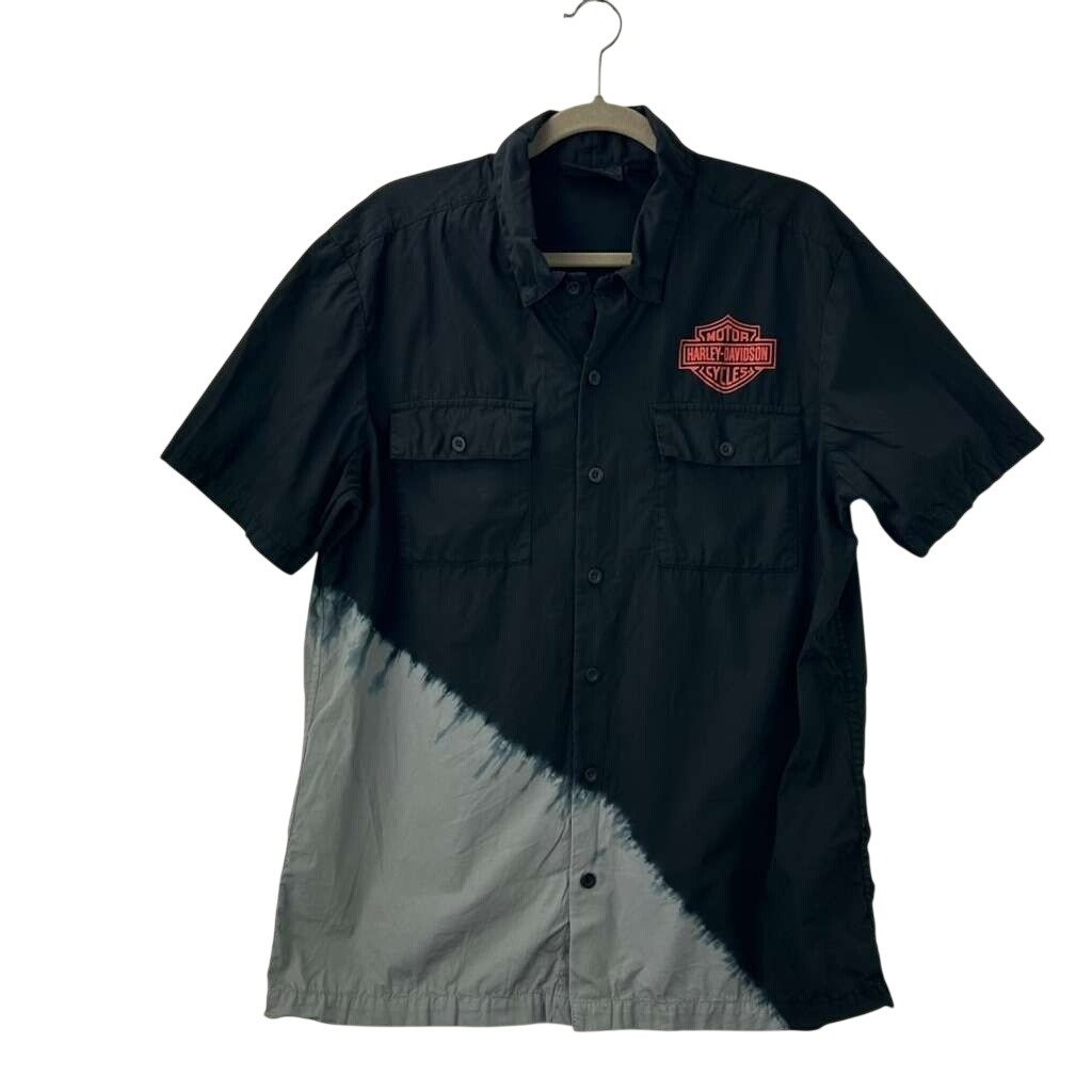 Harley Davidson Men's Large Black Diagonal Paint Shirt Genuine Motorclothes